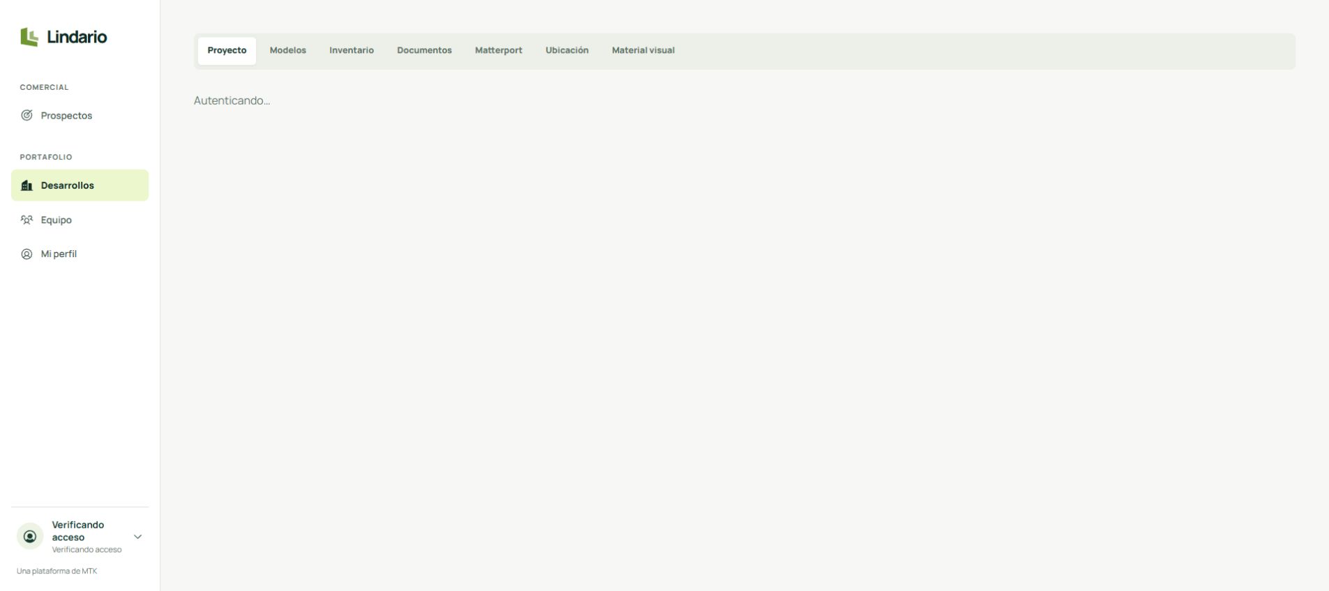 Editor de Lindario con los datos de un desarrollo ficticio